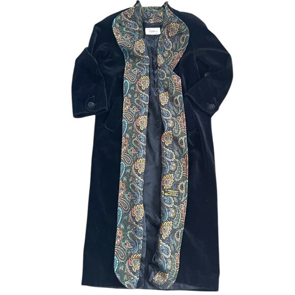 Vintage J.L. deBall Cattvia Black Long Velvet Opera Jacket Coat Duster Lined - Picture 5 of 15